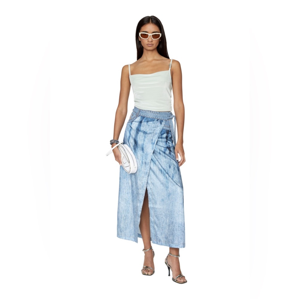 Diesel O’Datura Trompe l'oeil wrap skirt in satin